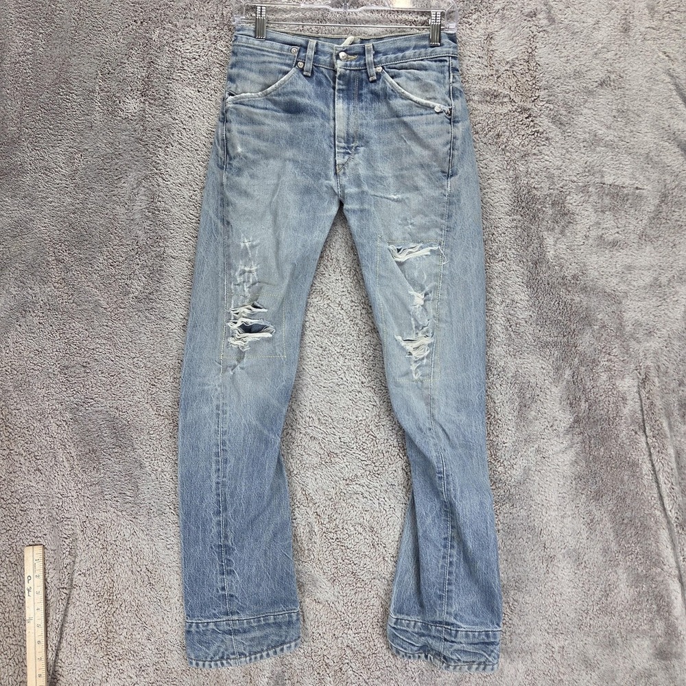 Vintage Levis Engineered Jeans Mens Blue Twisted Thrashed Light Wash Fits 27x30